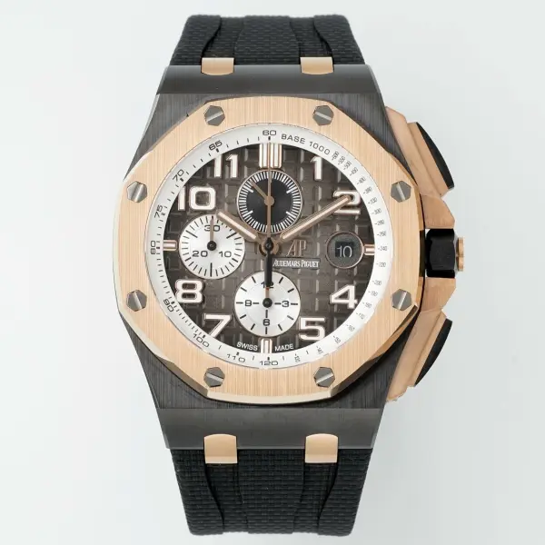 Audemars Piguet Ceramic Chronograph 44mm Sports Watch Rubber Strap