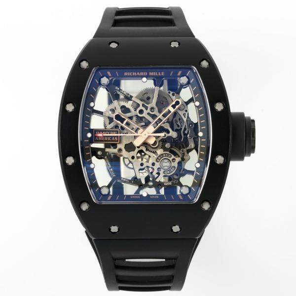 Richard Mille RM035 Americas Hollow Tonneau Mechanical Watch Magnesium Alloy Rubber Strap Multi Colors