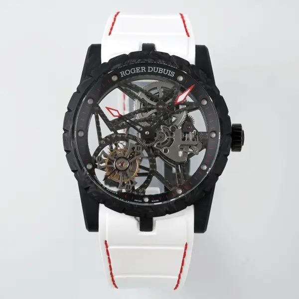 Roger Dubuis Excalibur V4 Skeleton Tourbillon Carbon Fiber Watch New Factory Super Clone