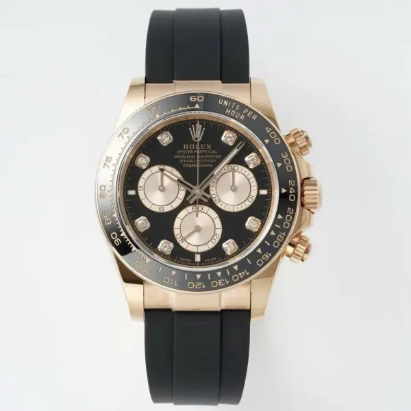 Rolex Cosmograph Daytona 18K Gold Plated Automatic Chronograph Watch Rubber Strap