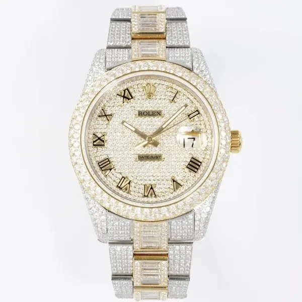 Rolex TW Factory Fully Iced‑Out Datejust 41mm Men Watch, Full Paved Stones, 2824 Automatic Movement